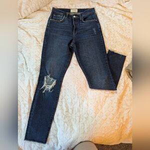 Free People Distressed Blue Jeans High Rise